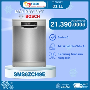 Máy rửa chén Bosch TGB.SMS6ZCI49E Tích hợp ZEOLITH - Sấy hoàn hảo